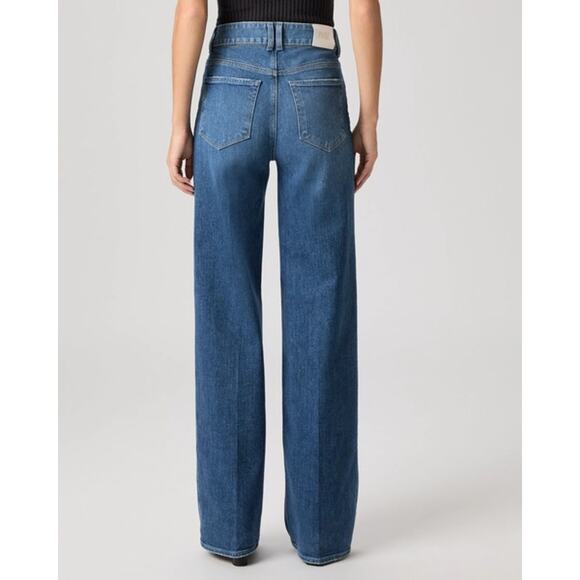 PAIGE Sasha Wide Leg Jeans 31 Stefania Distressed High Rise Blue Denim - Picture 8 of 15